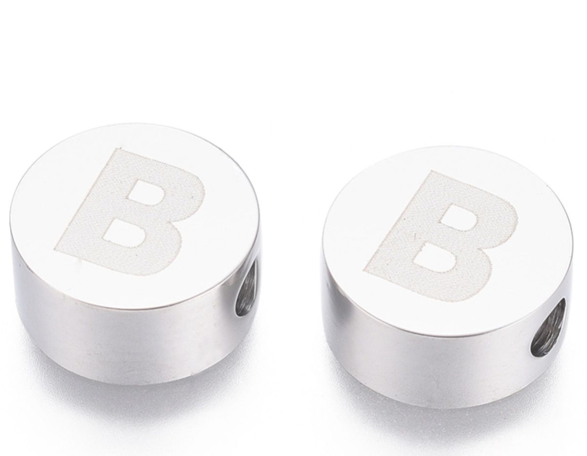Sadingo Buchstabenperlen Edelstahl 2 Stück 10mm, Buchstabe wählbar Bestseller