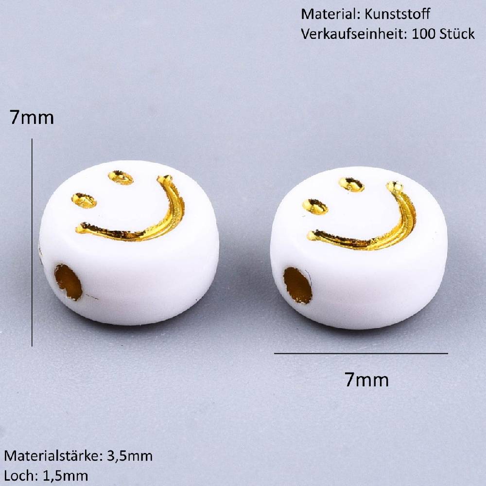 Sadingo Acrylperlen Smiley | 100 Stück, 7mm Neuheiten
