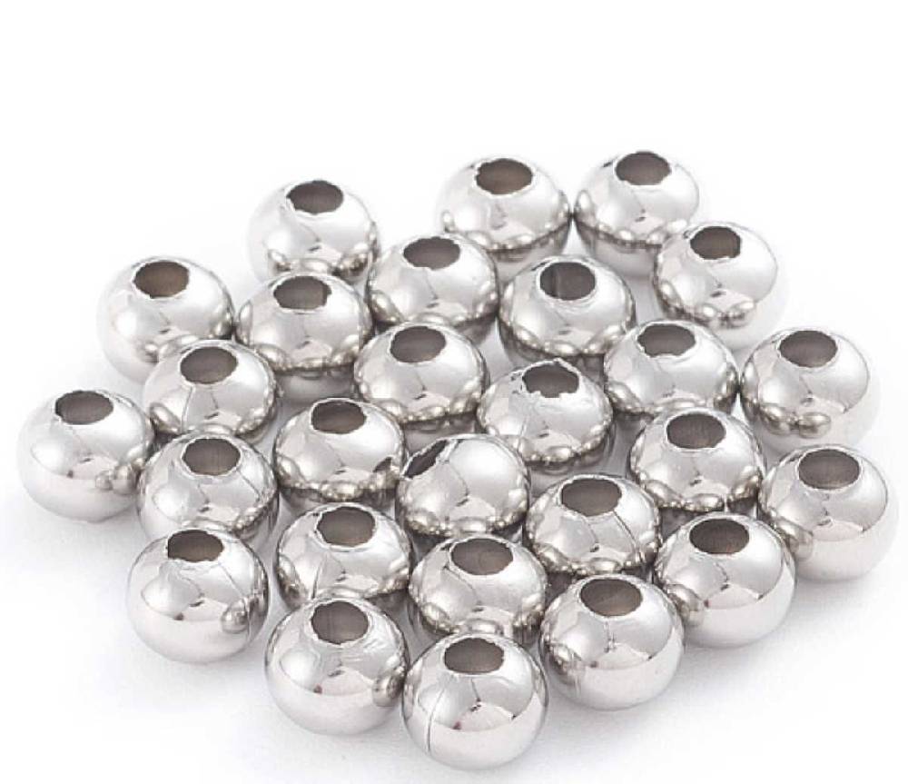 Sadingo Metallperlen | Edelstahl-Perlen in silber Kauf eins, bekomm eins gratis