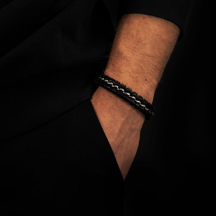 Save Brave Armband Lima aus geflochtenem Leder & Edelstahl Günstiger Verkauf
