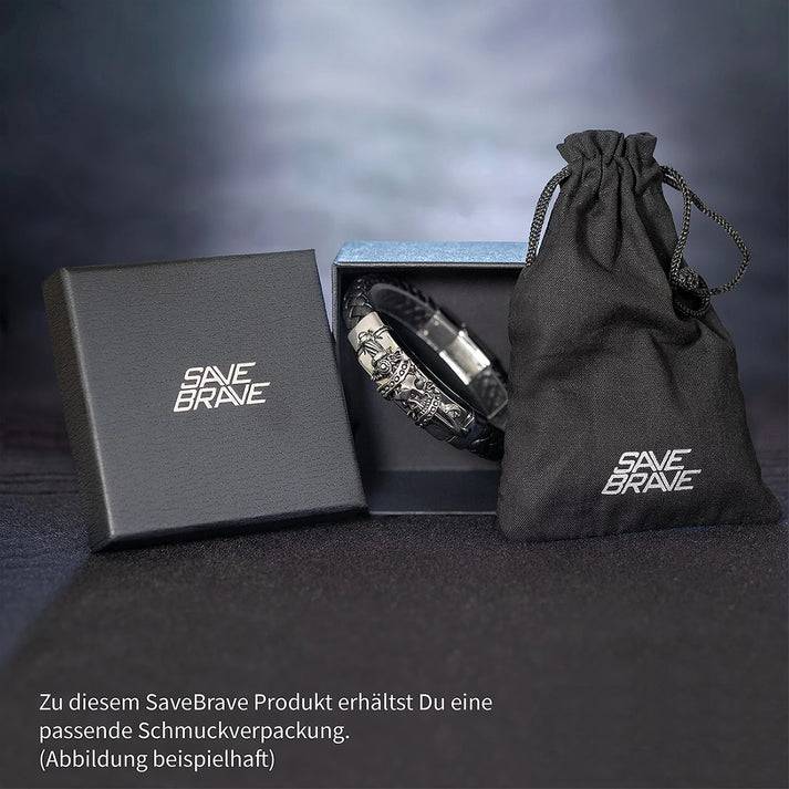Save Brave Doppeltes Armband aus grauen Jasperperlen & Fleur de Lys Anhänger Günstig kaufen