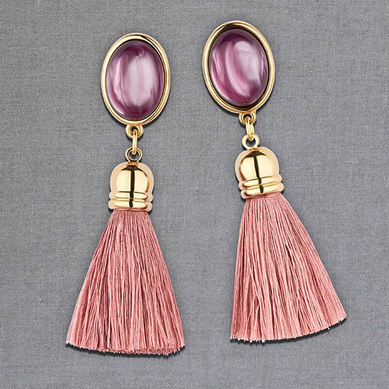 SchwesterSchwester Quasten Ohrringe als Ohrstecker in Amethyst mit Quaste in Puderrosa von AmuseToi Outlet